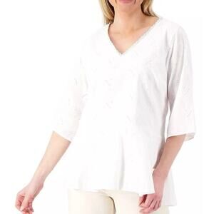 ISAAC MIZRAHI LIVE NWOT Paisley Woven Tunic with Peplum Detail Size 1X White